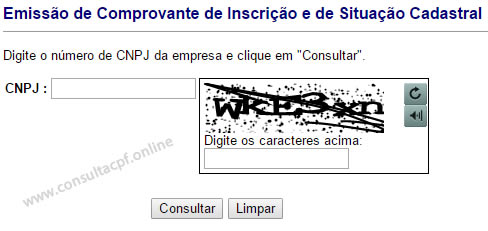 Consulta CNPJ grátis Receita Federal