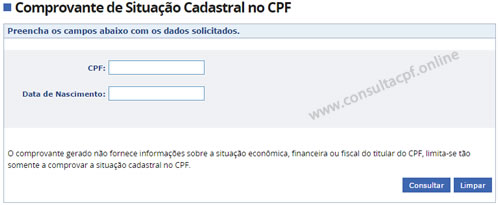 Consulta CPF grátis Receita Federal